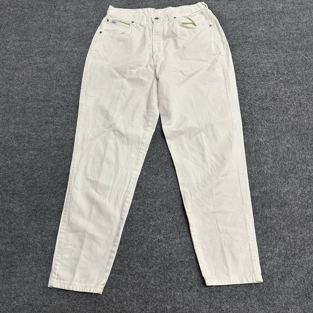 Chic Jeans Womens Size 16 White High Waisted Tapered Mom Denim USA Cotton Vtg